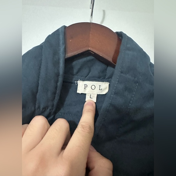 POL Navy Quilted Knit Bomber Jacket Womens Size Large - Picture 9 of 10